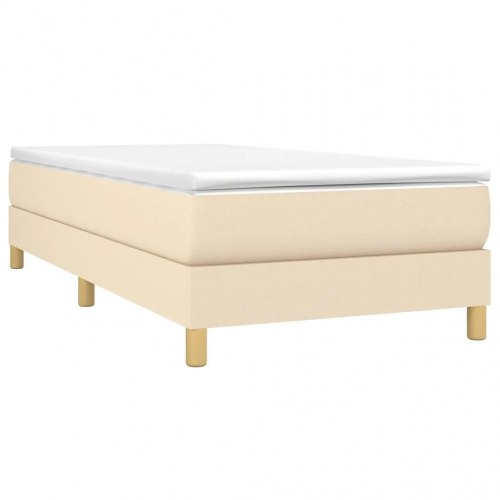 Boxspring sengeramme 90x200 cm - stof, cremefarvet