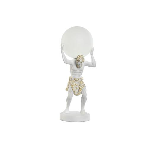 Bordlampe - hvid/guld i harpiks og plastik, 18 × 17 × 44 cm