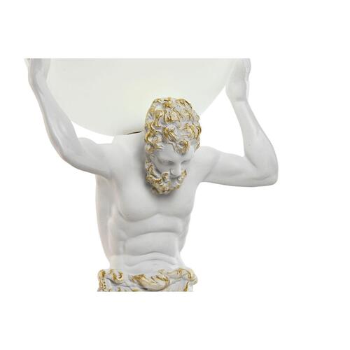 Bordlampe - hvid/guld i harpiks og plastik, 18 × 17 × 44 cm