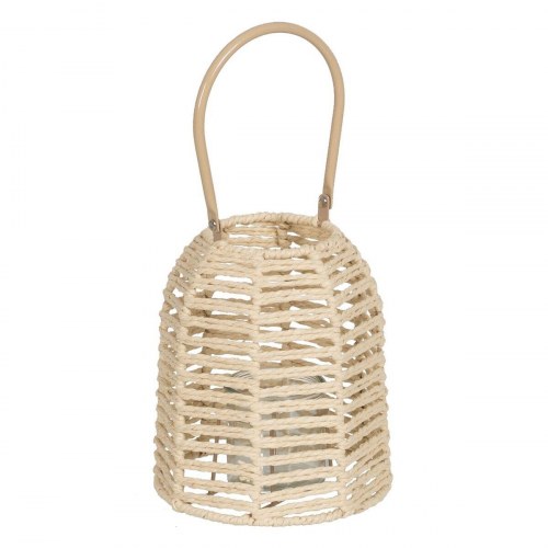 Laantarn Lyseholder Laantarn Flødefarvet Metal Papir Krystal 18 x 18 x 20,5 cm