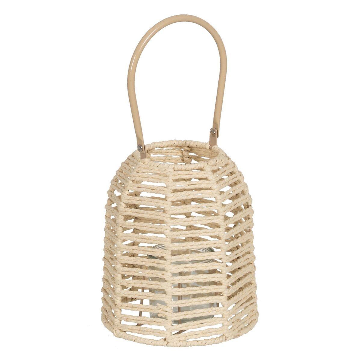 Laantarn Lyseholder Laantarn Flødefarvet Metal Papir Krystal 18 x 18 x 20,5 cm