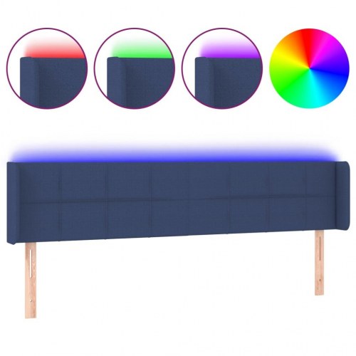 Sengegavl med LED-lys 163 x 16 x 78/88 cm - blå