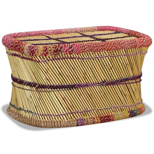 Sofabord i bambus med chindi-detaljer flerfarvet