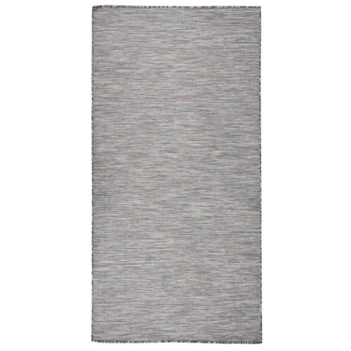 Fladvævet udendørstæppe 100 x 200 cm brun og blå