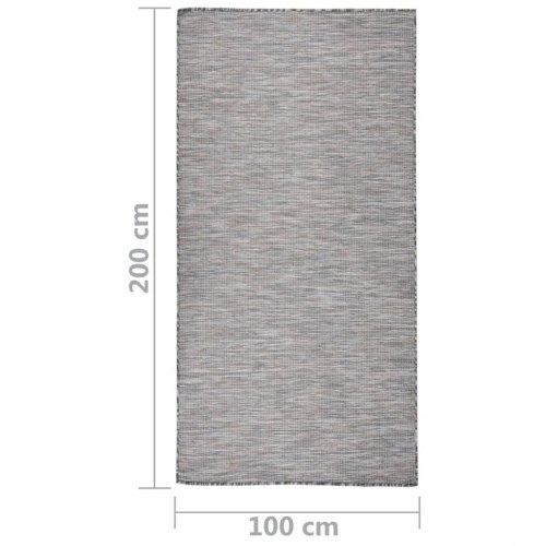 Fladvævet udendørstæppe 100 x 200 cm brun og blå