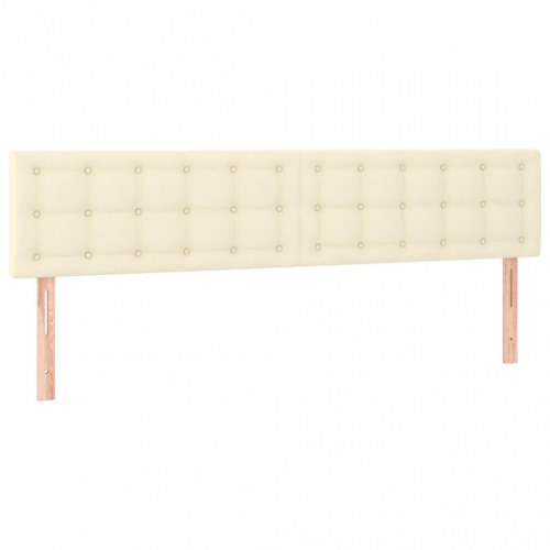 Sengegavl i kunstlæder 200 x 5 x 78/88 cm - cremefarvet