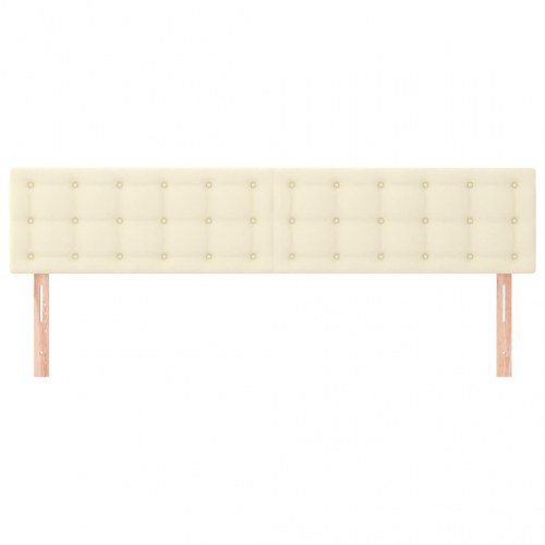 Sengegavl i kunstlæder 200 x 5 x 78/88 cm - cremefarvet