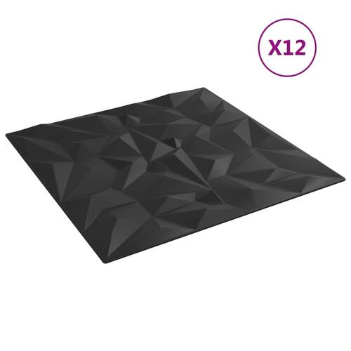 Vægpaneler 12 stk. 50x50 cm 3 m² XPS ametyst sort