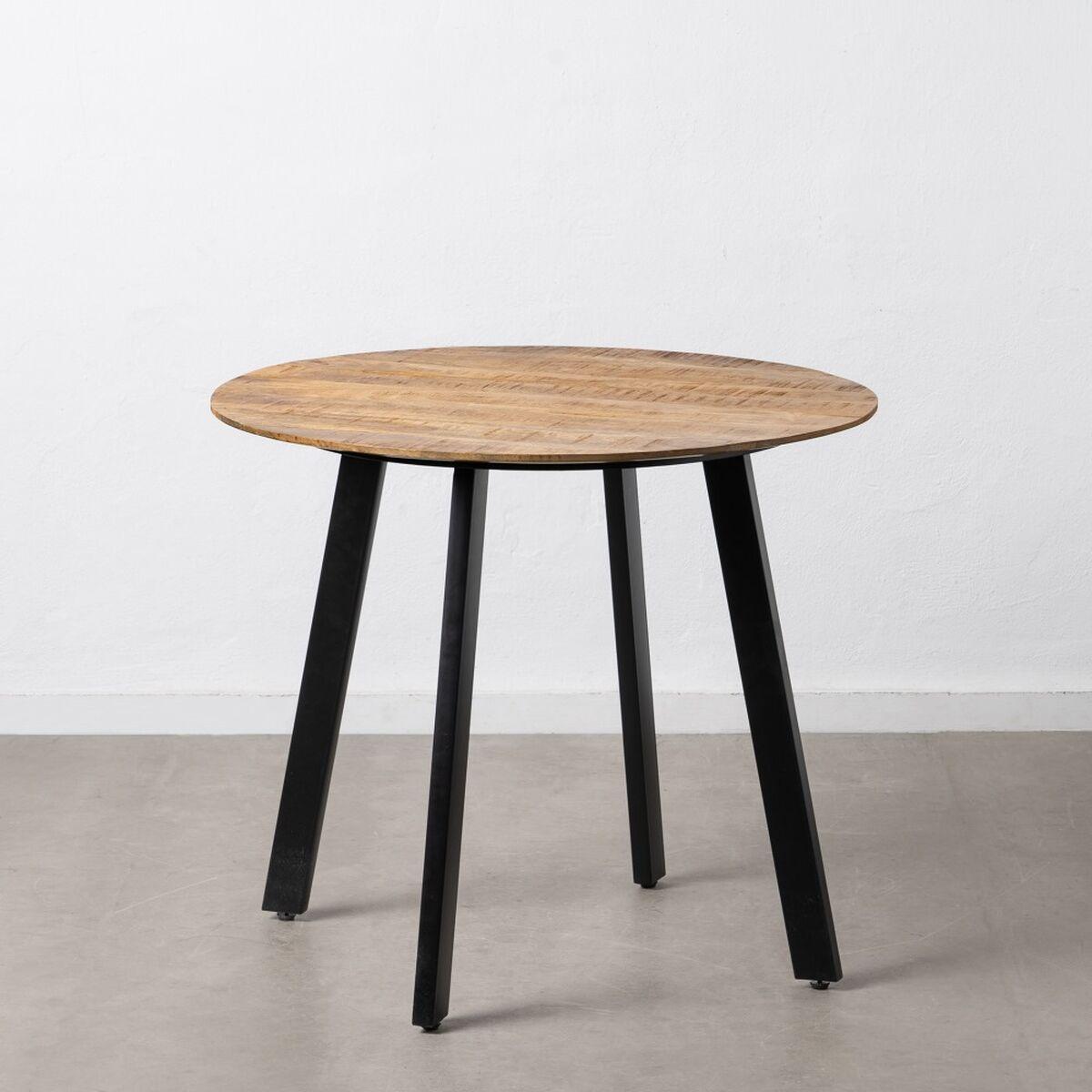 Spisebord 90 x 90 x 77 cm Natur Sort Træ Jern