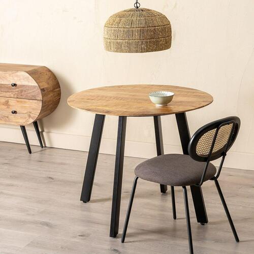 Spisebord 90 x 90 x 77 cm Natur Sort Træ Jern