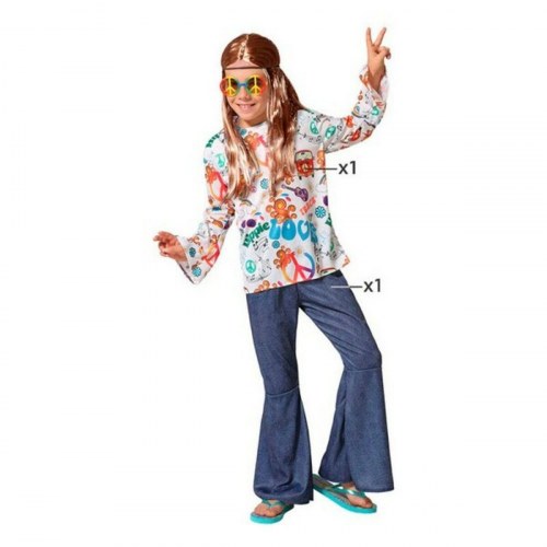 Hippie kostume til børn - 10-12 år, multifarvet