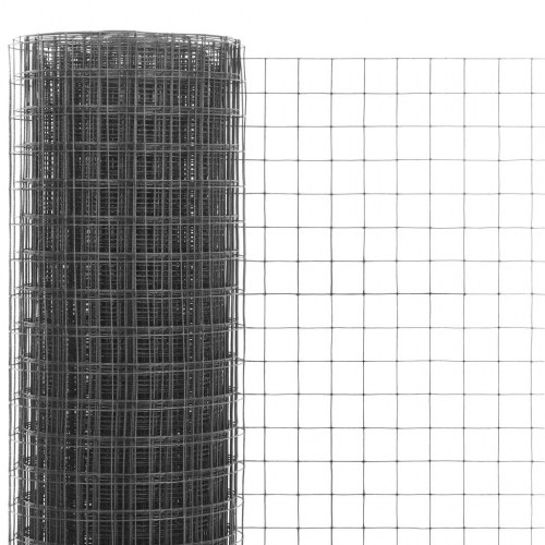 Hønsenet i stål med PVC-belægning 25 × 1,5 m - grå