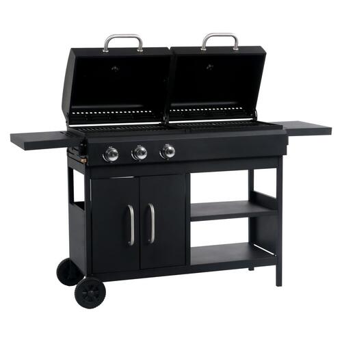 Gas- og kulgrill med 3 blus
