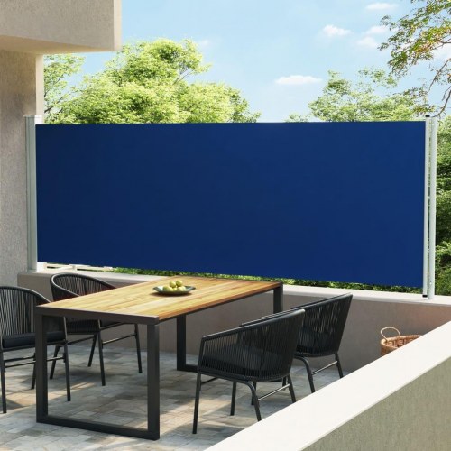Sammenrullelig sidemarkise til terrasse 600 × 160 cm - blå