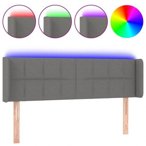 Sengegavl med LED-lys 147 x 16 x 78/88 cm - mørkegrå