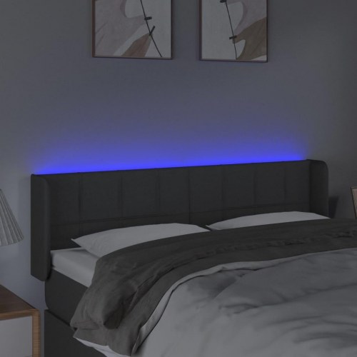 Sengegavl med LED-lys 147 x 16 x 78/88 cm - mørkegrå