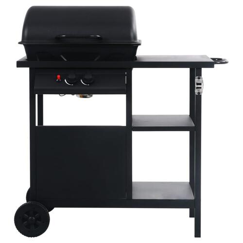 Gasgrill med 3-lags sidebord sort