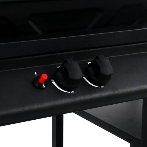 Gasgrill med 3-lags sidebord sort