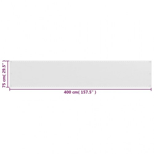 Balkonafskærmning i HDPE 75 × 400 cm - hvid