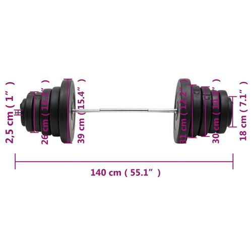 Vægtstang med skiver 90 kg