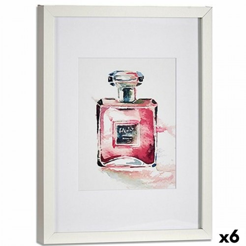 Maleri med parfume-motiv - gul/blå/hvid/rød, glas og spånplade, 33 × 3 × 43 cm (6 enheder)