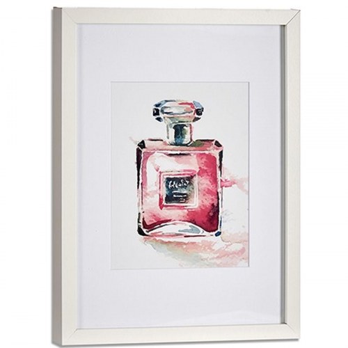 Maleri med parfume-motiv - gul/blå/hvid/rød, glas og spånplade, 33 × 3 × 43 cm (6 enheder)