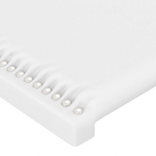 Sengegavl med LED-lys 147x16x78/88 cm kunstlæder hvid
