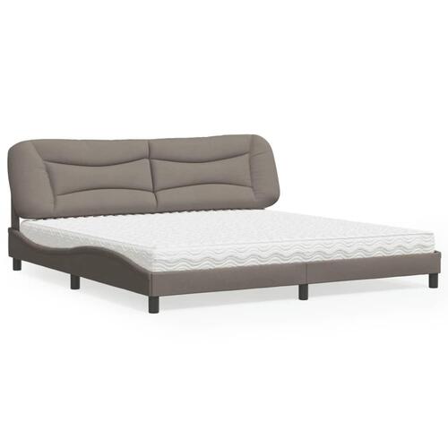 Seng med madras 200x200 cm stof gråbrun