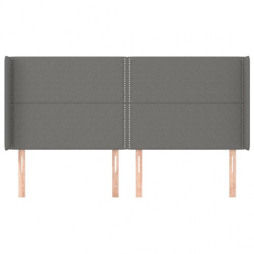 Sengegavl med kanter 203 x 16 x 118/128 cm - mørkegrå