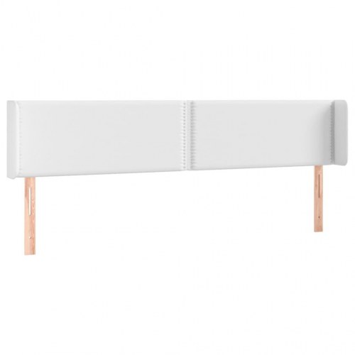 Sengegavl med LED-lys 183x16x78/88 cm kunstlæder hvid