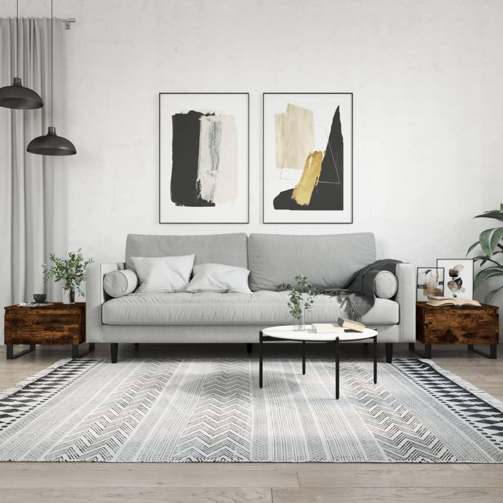Sofaborde 2 stk. 50x46x35 cm konstrueret træ røget egetræsfarve billede