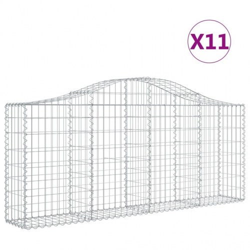 Buede gabionkurve - 11 stk. 200 × 30 × 80/100 cm i galvaniseret jern