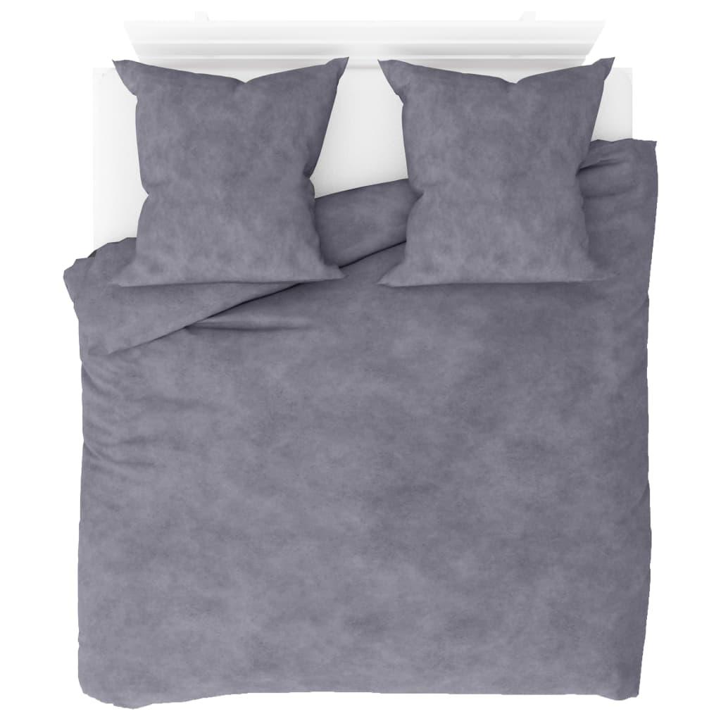Sengesæt 3 dele fleece 200 x 220/80 x 80 cm grå