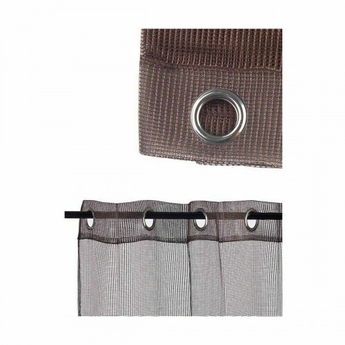 Gardin med metalringe brun 140 x 260 cm - rist (6 enheder)