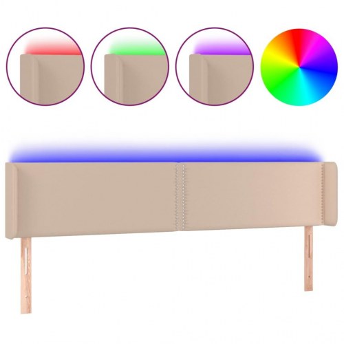 Sengegavl med LED-lys 183x16x78/88cm kunstlæder cappuccino