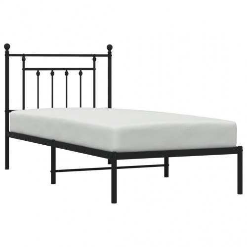 Sengeramme med sengegavl 90×190 cm - metal, sort