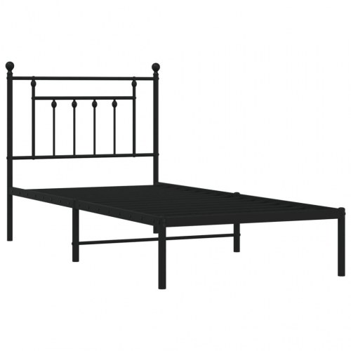 Sengeramme med sengegavl 90×190 cm - metal, sort