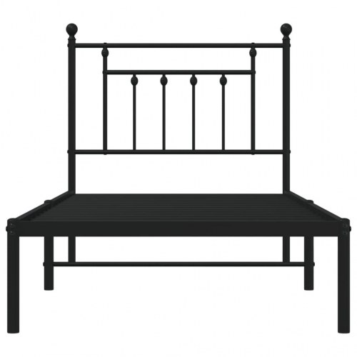Sengeramme med sengegavl 90×190 cm - metal, sort