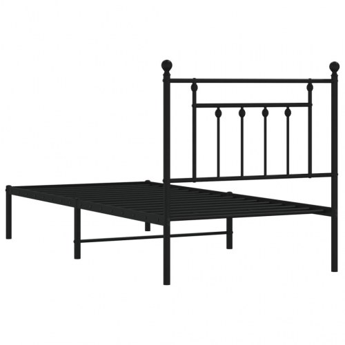 Sengeramme med sengegavl 90×190 cm - metal, sort