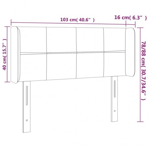 Sengegavl med LED-lys 103 x 16 x 78/88 cm - gråbrun