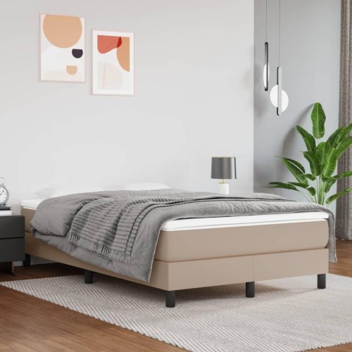 Springmadras med pocketfjedre - medium 120x200x20 cm, kunstlæder cappuccino