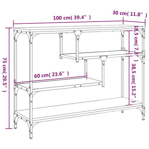 Konsolbord 100x30x75 cm konstrueret træ grå sonoma-eg