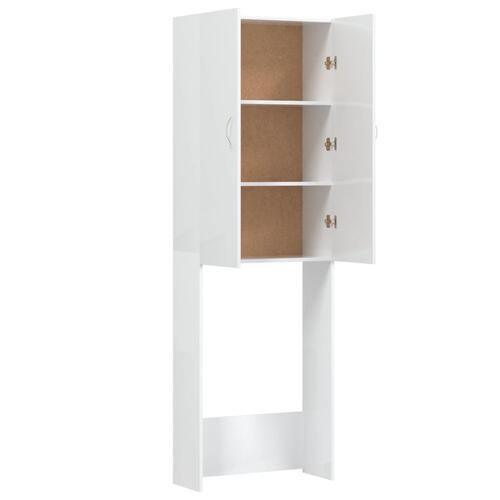 Skab til vaskemaskine 64x25,5x190 cm hvid højglans