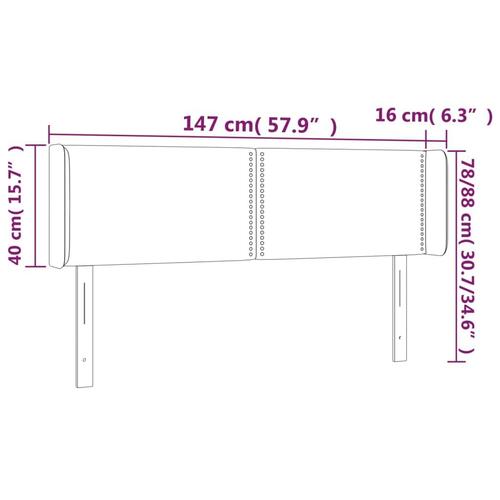 Sengegavl med LED-lys 147x16x78/88 cm kunstlæder sort