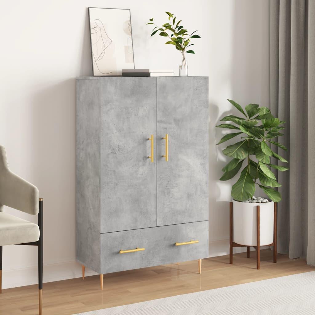 Skab/skænk 69,5×31×115 cm i konstrueret træ - betongrå med metalben