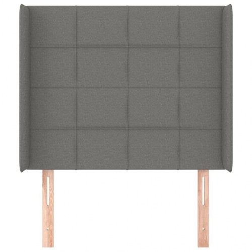 Sengegavl med kanter 83x16x118/128 cm stof mørkegrå