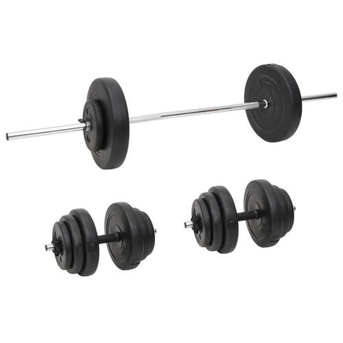 Vægtstang og håndvægt med skiver 60 kg