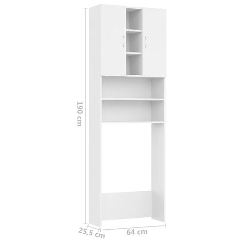 Badeværelsesskab til vaskemaskine 64x25,5x190 cm hvid