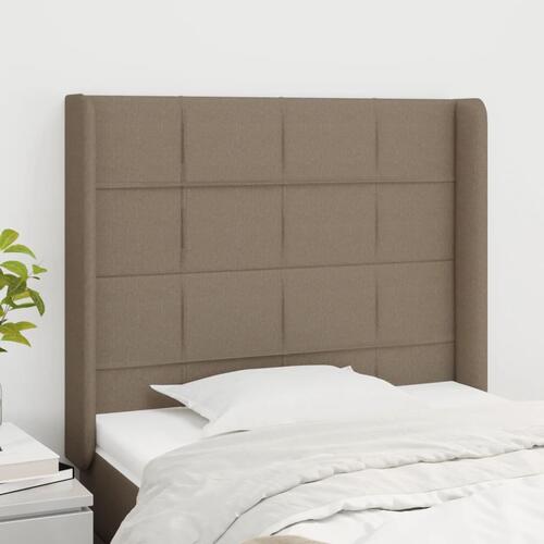 Sengegavl med kanter 83x16x118/128 cm stof gråbrun