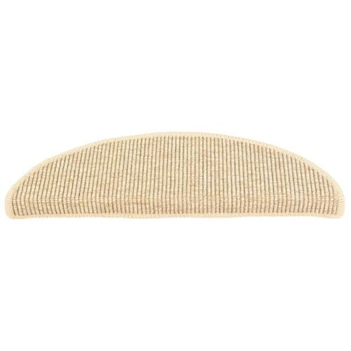 Selvklæbende trappemåtter 15stk. 56x17x3cm sisal-look lys beige